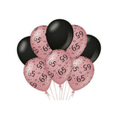 Ballonnen 65 jaar Rose/Zwart 30cm 8st